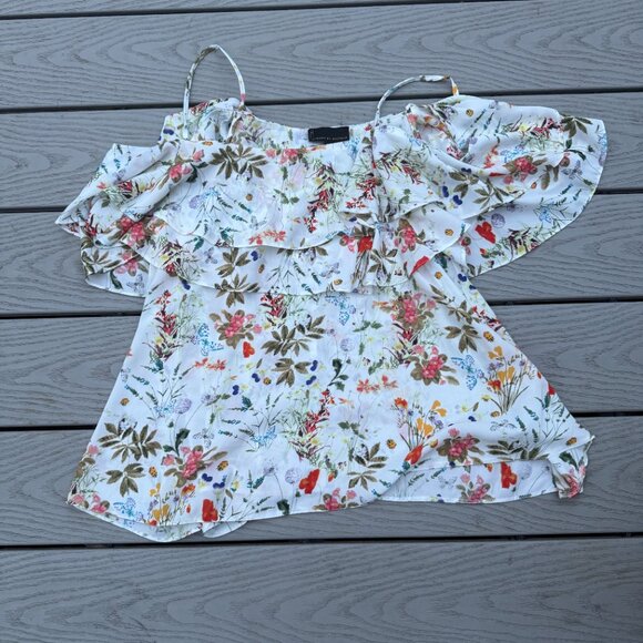 Buffalo David Bitton Womens Shirt Small Floral Cold Shoulder Straps NWT - Picture 1 of 5